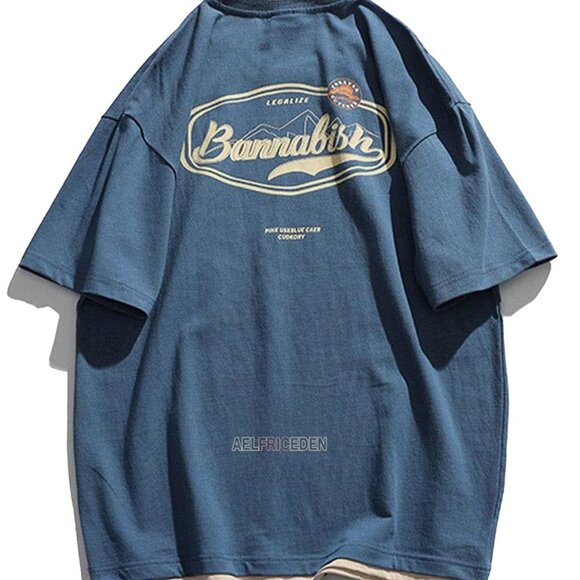 Oversized Graphic Tee Cotton Crew Neck Streetwear Vintage Y2K Casual